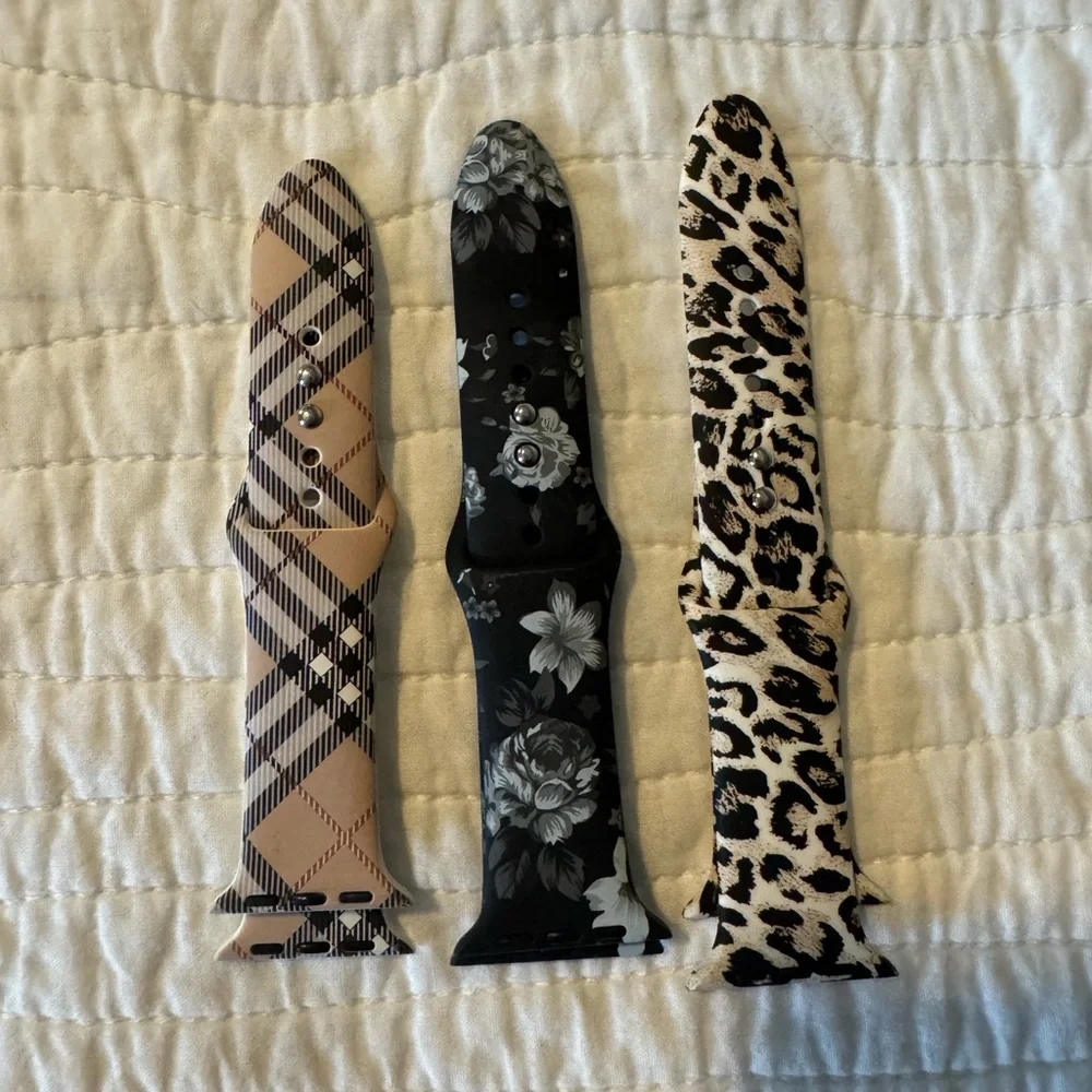 Stylish Patterned silicone Apple Watch Bands 42mm- Set of 3 - Picture 1 of 1